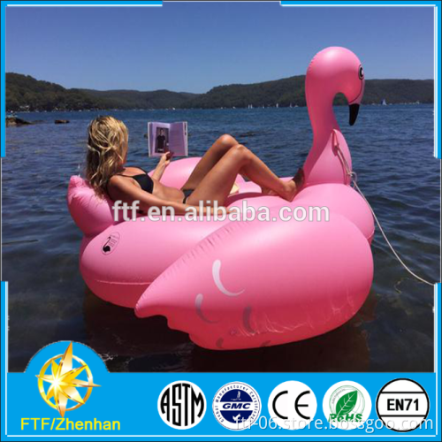 Custom giant pink inflatable water flamingos floating row water cartoon animal toy air mattress in pool for adult or child